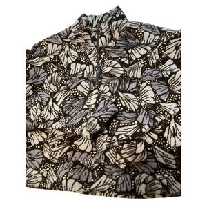 DIZZIRE Butterfly Print Fleece Quarter Zip Pullover Top Women's Size L